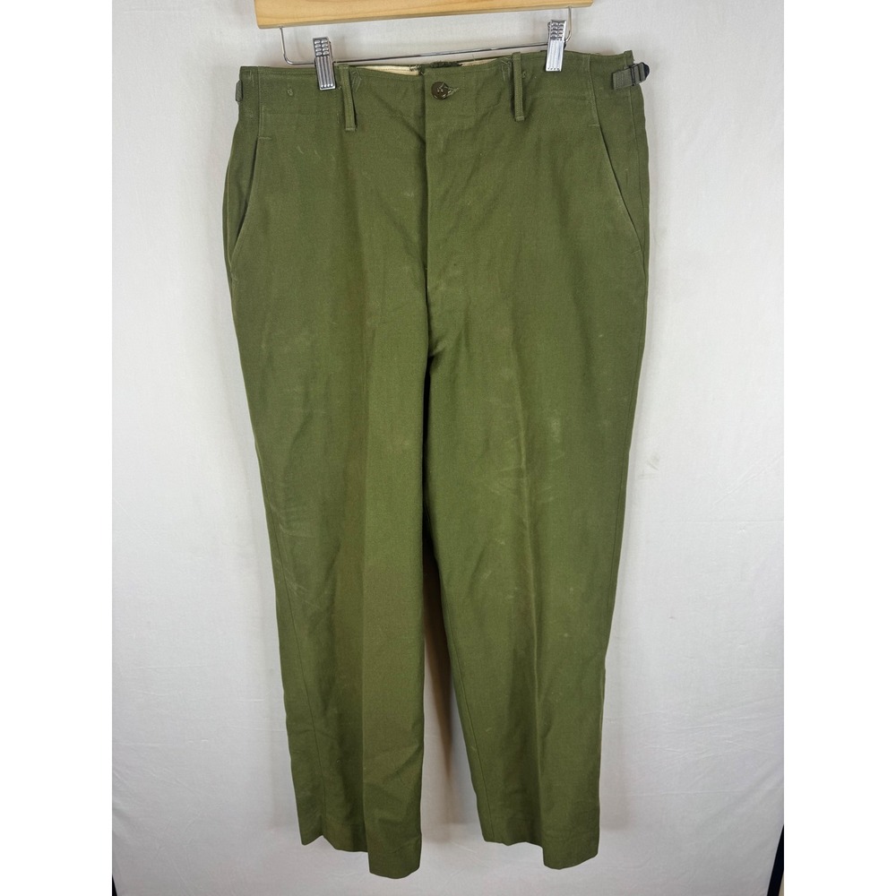 Vintage US Military M-1951 Field Wool Trousers Olive Drab Korean War Pants 35X32